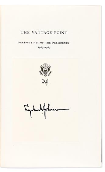 JOHNSON, LYNDON B. Two books, each Signed: Lady Bird Johnson. A White House Diary * Lyndon B. Johnson. The Vantage Point.